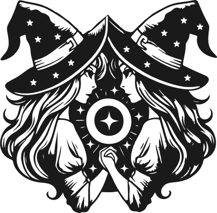 Witches Holding Hands with mystical symbol Free SVG File for Members – Halloween sticker