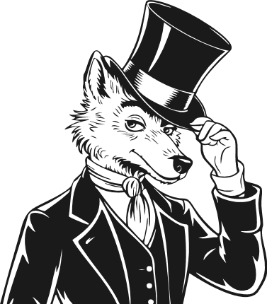 Wolf magician wearing suit and top hat Free SVG File for Members – Dapper Animal sticker