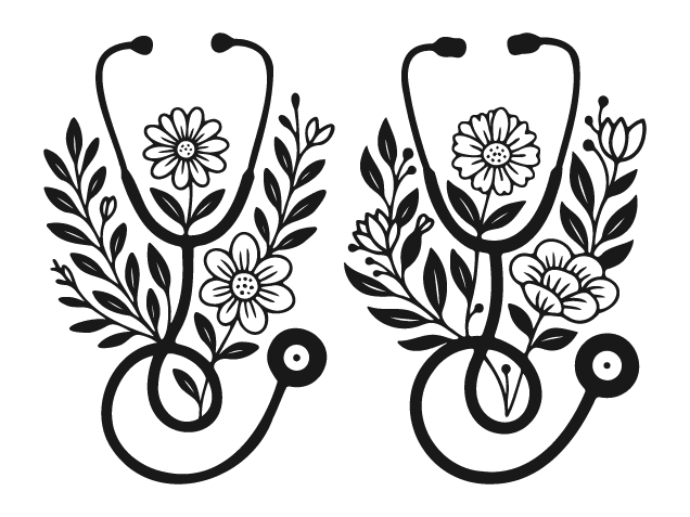 Flowers and Stethoscope Free SVG File for Members – medical clipart image