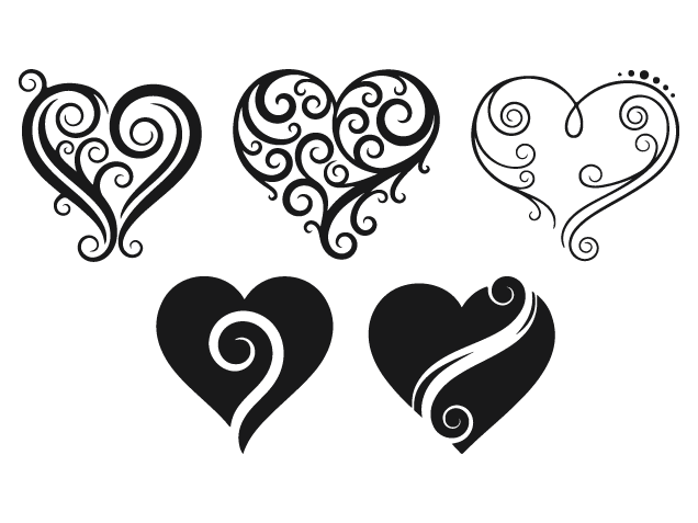 Swirl Hearts silhouette Free SVG File Bundle for Members – Decorative Heart Clipart