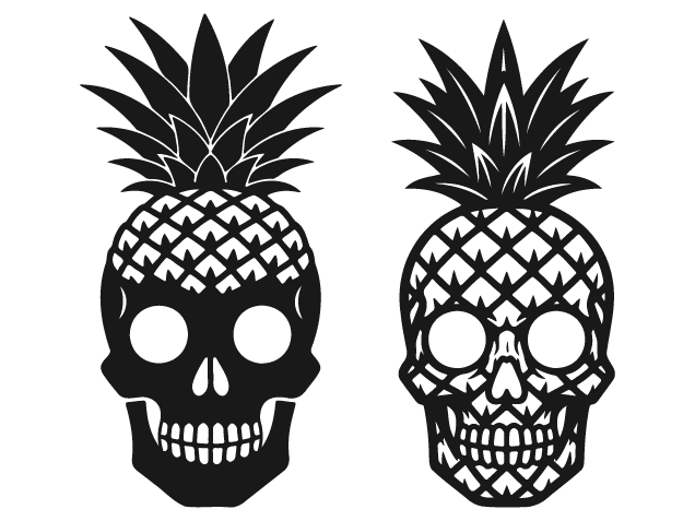 Pineapple Skull silhouette Free SVG File – Spooky Halloween clipart image