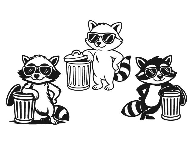 Cool Raccoon with Sunglasses, Standing with Trash Can Free SVG File for Members – Animal Clipart