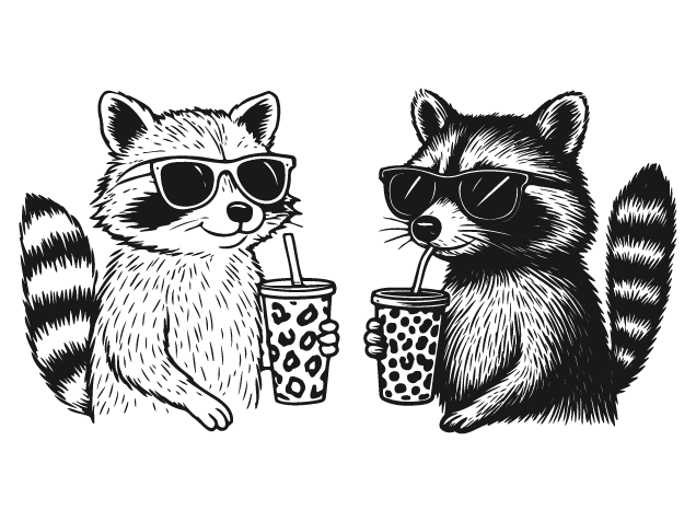 Raccoon with sunglasses and drink Free SVG File for Members – summer clipart