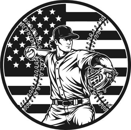 American Flag and Baseball Pitcher Player Free SVG File for Members – Sports SVG