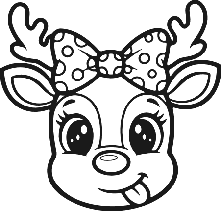 Adorable Baby Deer Head with bow Free SVG File for Members – Christmas Deer clipart