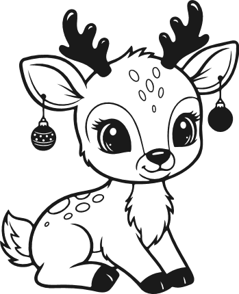 Cute Baby Deer sitting, decorated with christmas ornaments Free SVG File for Members – Christmas clipart
