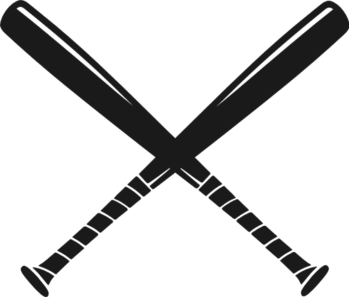 Crossed Baseball Bat silhouette Free SVG File – Sports Clipart image