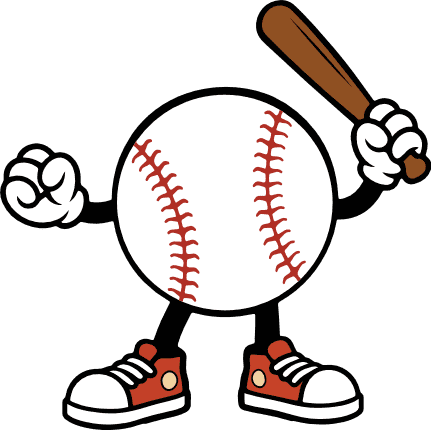 Baseball Mascot Free SVG File for Members – Cartoon Character Ball with Bat and Sneakers