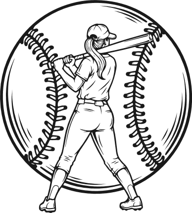 Baseball Girl Swinging Bat Free SVG File for Members – Sports clipart image