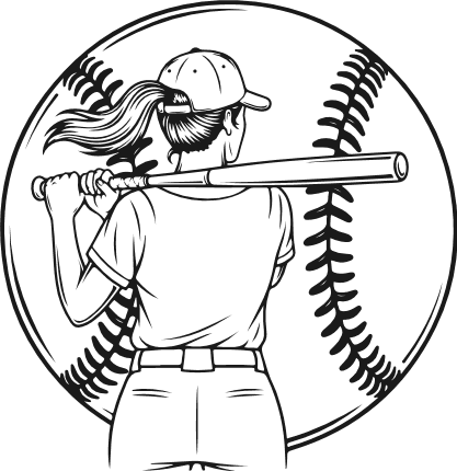 Baseball Female Player Swinging bat Free SVG File for Members – Sports clipart image