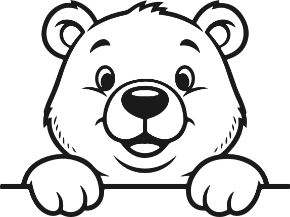Cute bear peeking over a ledge Free SVG File for Members – cartoon bear clipart