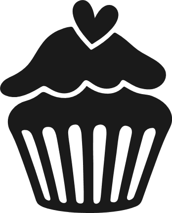 Cupcake heart silhouette Free SVG File – Dessert Clipart image