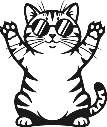 Cool Cat with sunglasses and paws up Free SVG File for Members – Hipster kitty clipart