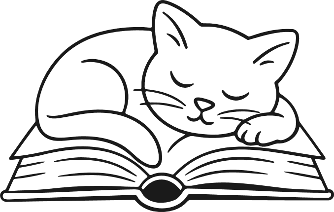 Cute cat sleeping on a book Free SVG File for Members – Reading Pet clipart image