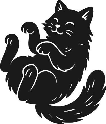 Playful Cat silhouette Free SVG File for Members – Happy kitty clipart image