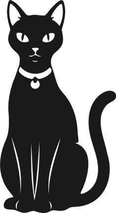 Spooky Cat with Collar silhouette Free SVG File for Members – Halloween cat clipart