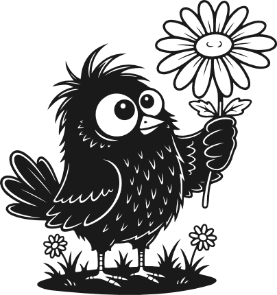 Cute Cartoon Chick Holding Flower Free SVG File for Members – Farm Animal clipart