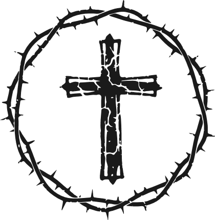Christian Cross in thorns crown silhouette Free SVG File for Members – religious clipart image