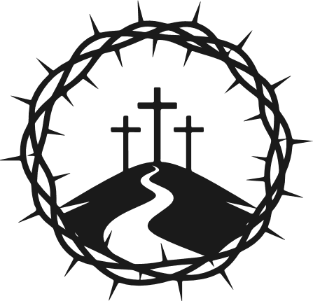 Three Crosses on a hill, framed in crown of thorns Free SVG File – Christian Clipart