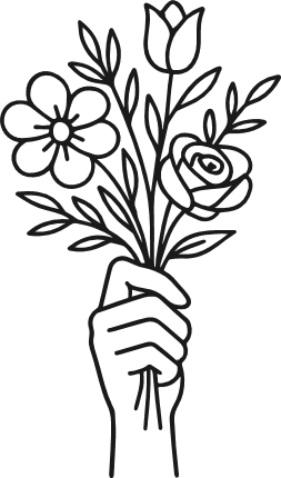 Hand holding wildflowers bouquet Free SVG File for Members – Floral clipart image