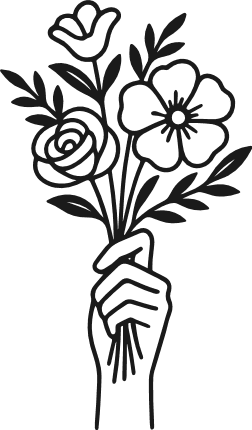 Hand holding flowers Free SVG File for Members – Floral bouquet clipart image
