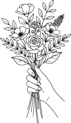 Hand holding a bouquet of flowers Free SVG File for Members – Floral clipart image