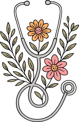 Stethoscope and Flowers Free SVG File for Members – medical clipart image