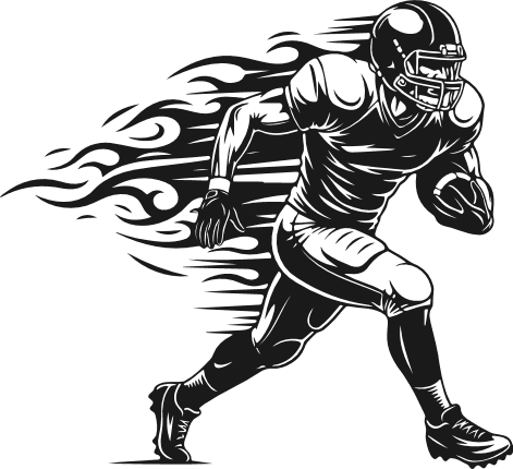 Running American football player with Fire Trail Free SVG File for Members – Sports Clipart