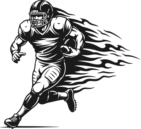 American football player running, with Fire Trail Free SVG File for Members – Sports Clipart