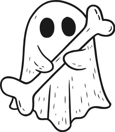 Ghost Holding Bone Free SVG File – Spooky Halloween clipart image