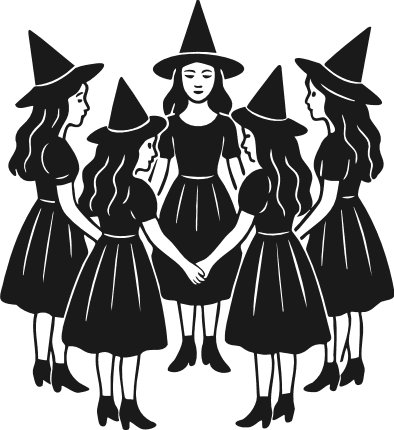 Witch Squad in circle Free SVG File for Members – Halloween Clipart image