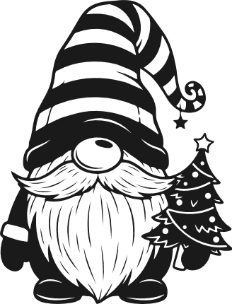 Cute Gnome Holding Christmas tree Free SVG File for Members - Gnome clipart