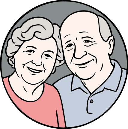 Grandparents in round frame Free SVG File - Smiling Grandma and Grandpa Portrait Design