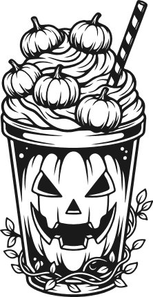 Spooky coffee cup topped with mini pumpkins Free SVG File for Members – Halloween clipart