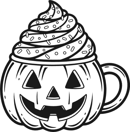 Pumpkin Coffee Cup with whipped cream Free SVG File for Members – Halloween Clipart