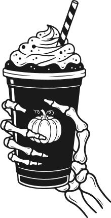 Skeleton Hand Holding Pumpkin Drink Free SVG File for Members – Halloween Coffee clipart