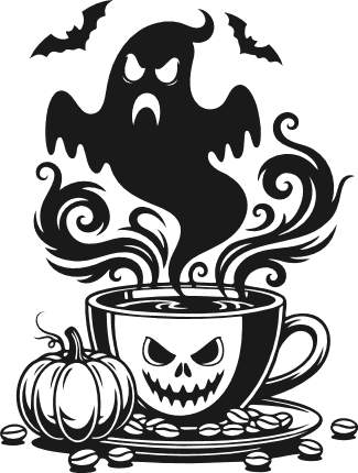Ghost Rising from Spooky Coffee Cup Free SVG File for Members – Halloween sticker