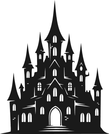 Haunted House silhouette Free SVG File for Members – Halloween Clipart image