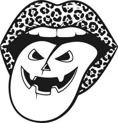 Leopard Print Lips with tongue out scary face Free SVG File for Members – Halloween Clipart
