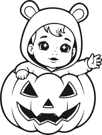 Cute Baby in Pumpkin costume Free SVG File for Members – Halloween Clipart