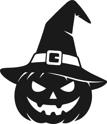 Spooky Pumpkin with witch hat silhouette Free SVG File for Members – Halloween clipart