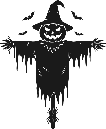 Witch Pumpkin Scarecrow silhouette Free SVG File for Members – halloween clipart image