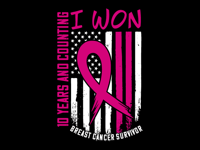I Won, Breast Cancer Survivor, 10 years and counting Free SVG File for Members – tshirt design