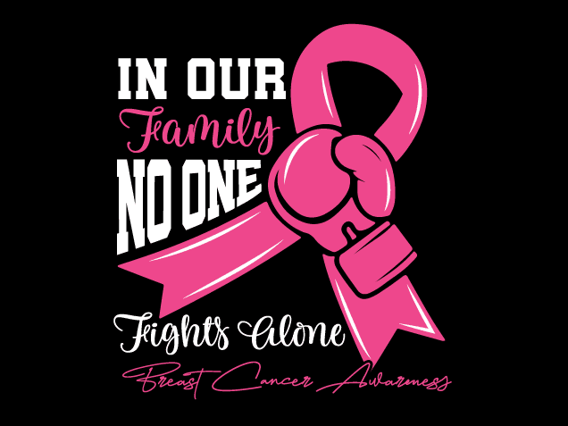 In Our Family No One Fights Alone Free SVG File for Members – Breast Cancer Awareness SVG