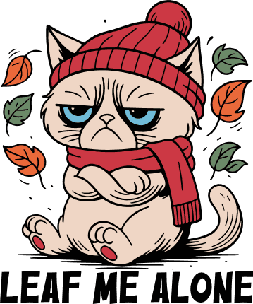 Leaf Me Alone Free SVG File for Members – Funny Fall tshirt design with cat
