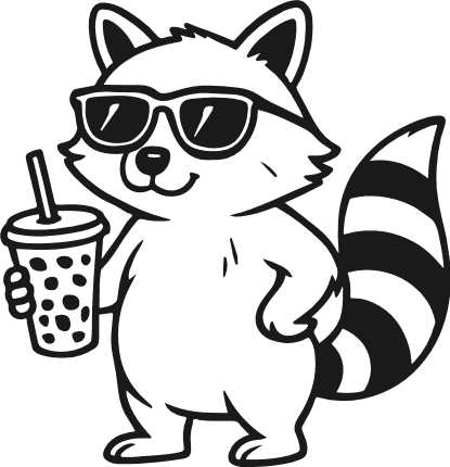 Cute Raccoon with sunglasses and drink Free SVG File for Members – summer clipart