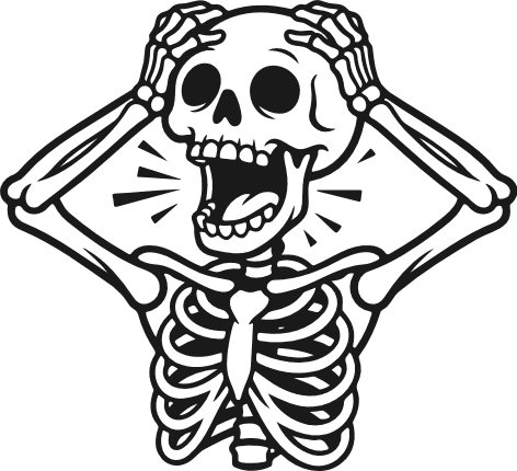 Screaming skeleton holding its head Free SVG File for Members – Funny Halloween clipart