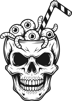 Skull filled with eyeballs, worms and straw Free SVG File for Members – Halloween clipart