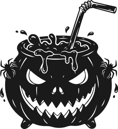 Spooky witch cauldron with a straw silhouette Free SVG File for Members – Halloween clipart