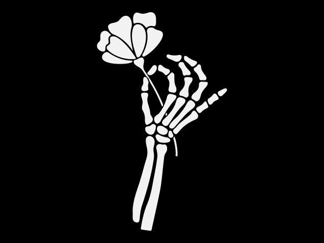 Skeleton Hand with a flower Free SVG File for Members – spooky clipart image